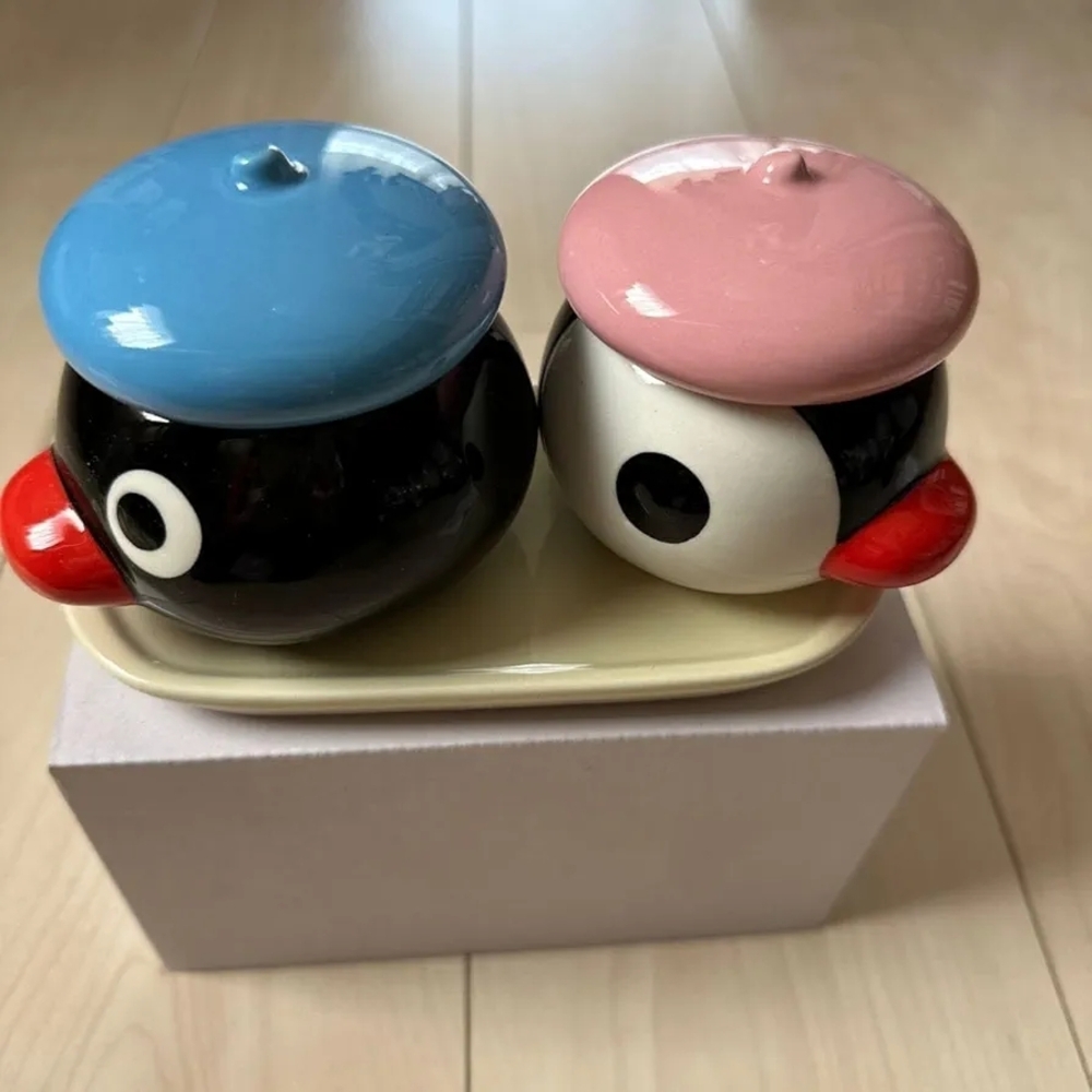 Pingu Pinga Ceramic Containers with Lids, Tray, & Box  (With box) - Picture 3 of 5